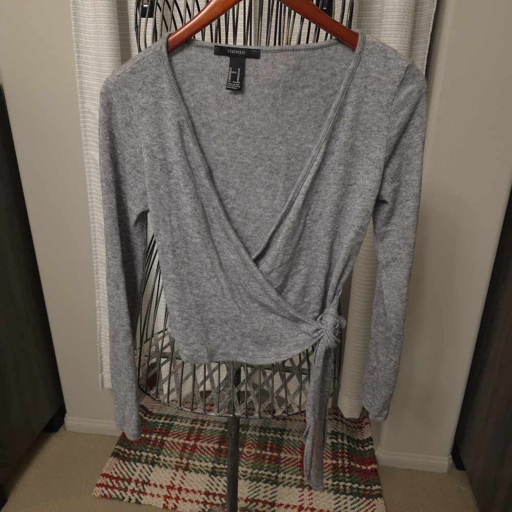 Gray Wrap Sweater